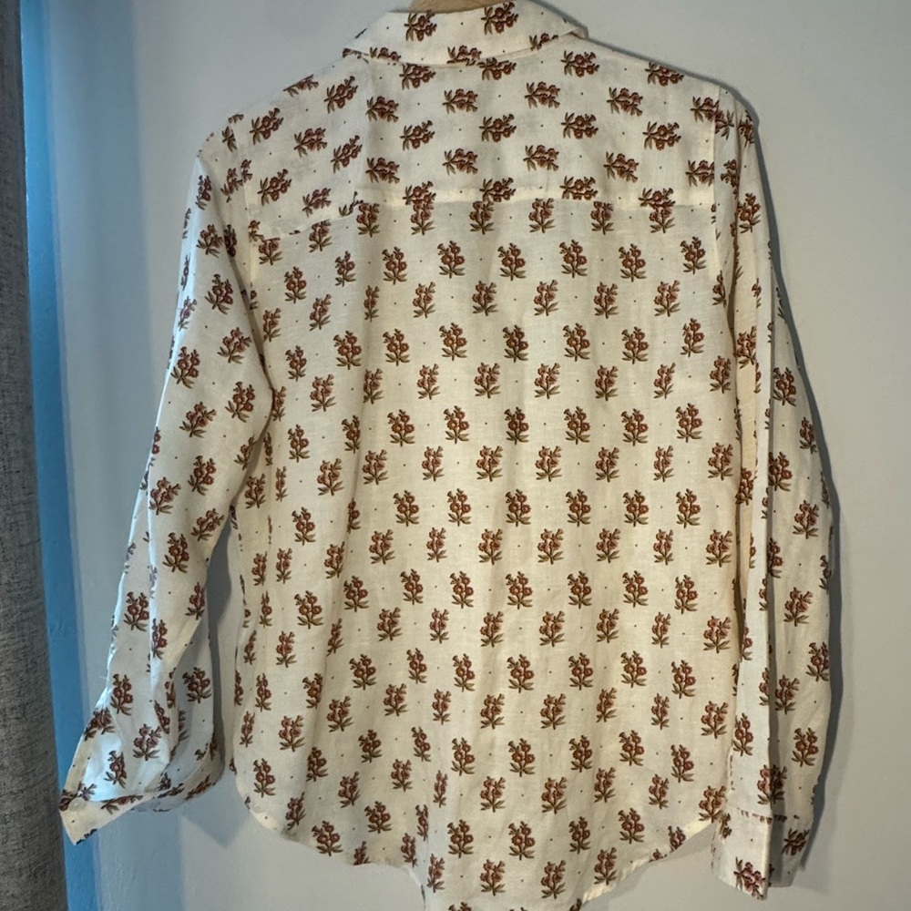 Spartina 449 Floral Button-Down Top β Size Small β Lyocell/Cotton/Linen - Picture 9 of 9